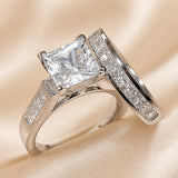 White gold and square cubic zirconia ring