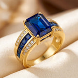 Gold Ring with Square-Cut Sapphire
