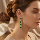 Multi-shape Drop Earrings in Gold and Emerald
