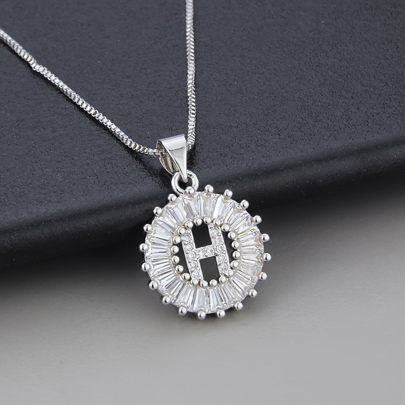 White gold necklace with initial "Z" and zirconia
