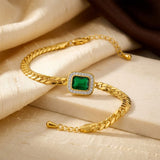 Emerald Gold Chain Bracelet