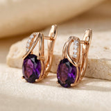Gold and Amethyst Hoop Earrings