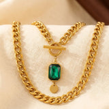 Emerald Gold Chain Necklace