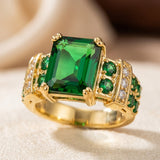 Geometric Emerald Gold Ring