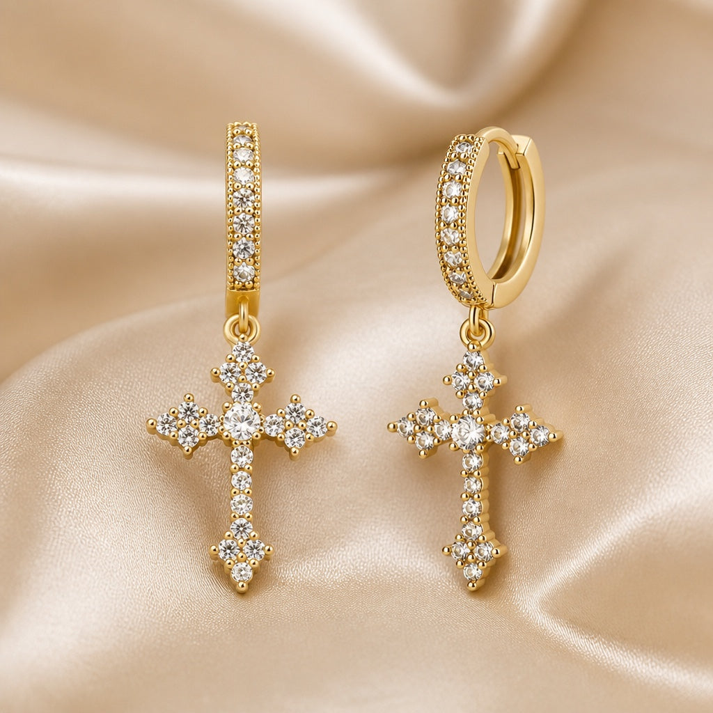 White Gold Earrings with Set Zircons