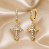 White Gold Earrings with Set Zircons
