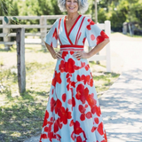 Florence | Maxi dress with flowers and V-neck