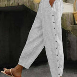 Linaya - Striped Button Trousers