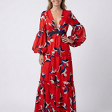 Léa | Maxi dress with long sleeves and tied waist