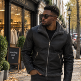 Elegant Fleece Leather Jacket