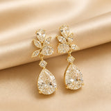 Drop Earrings with White Gold Flowers