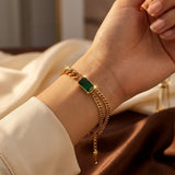 Emerald Gold Chain Bracelet