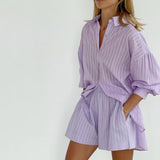 Viola - Button-Up Shirt and Breezy Shorts Set