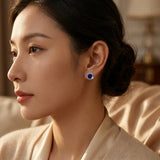 Silver Sapphire Stud Earrings