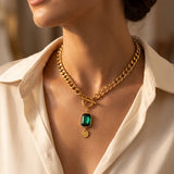 Emerald Gold Chain Necklace