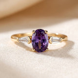 Gold Ring with Amethyst and Three Stones