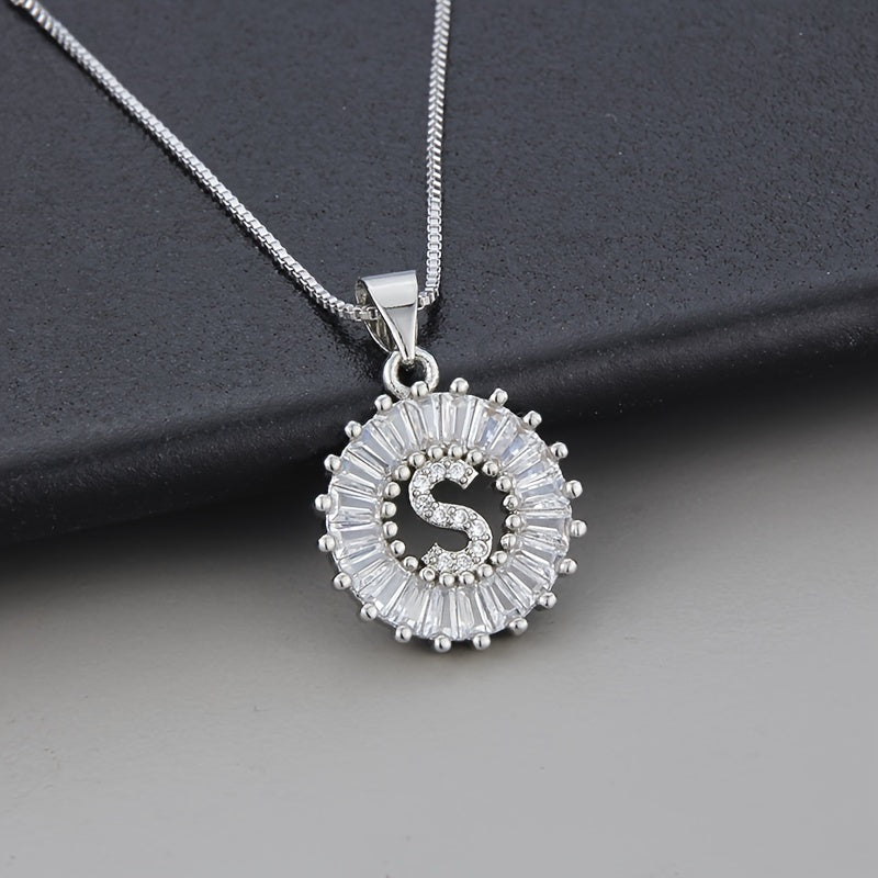 White gold necklace with initial "Z" and zirconia
