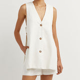 Fiona - Sleeveless Buttoned Set