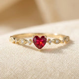 Gold and Ruby Heart-Shaped Ring