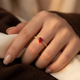 Gold and Ruby Heart-Shaped Ring