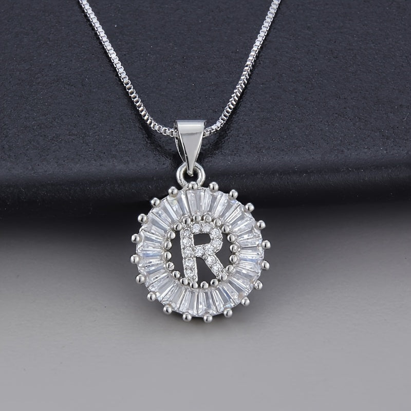 White gold necklace with initial "Z" and zirconia