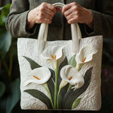 Handcrafted Matelassé Bag - White Arums