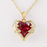 Heart-shaped Ruby Necklace Angel Embrace