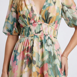 Audrey | Midi dress with short sleeves and gathered waist