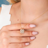 Gold Clover Necklace with Heart Pendant in Zircon Stone
