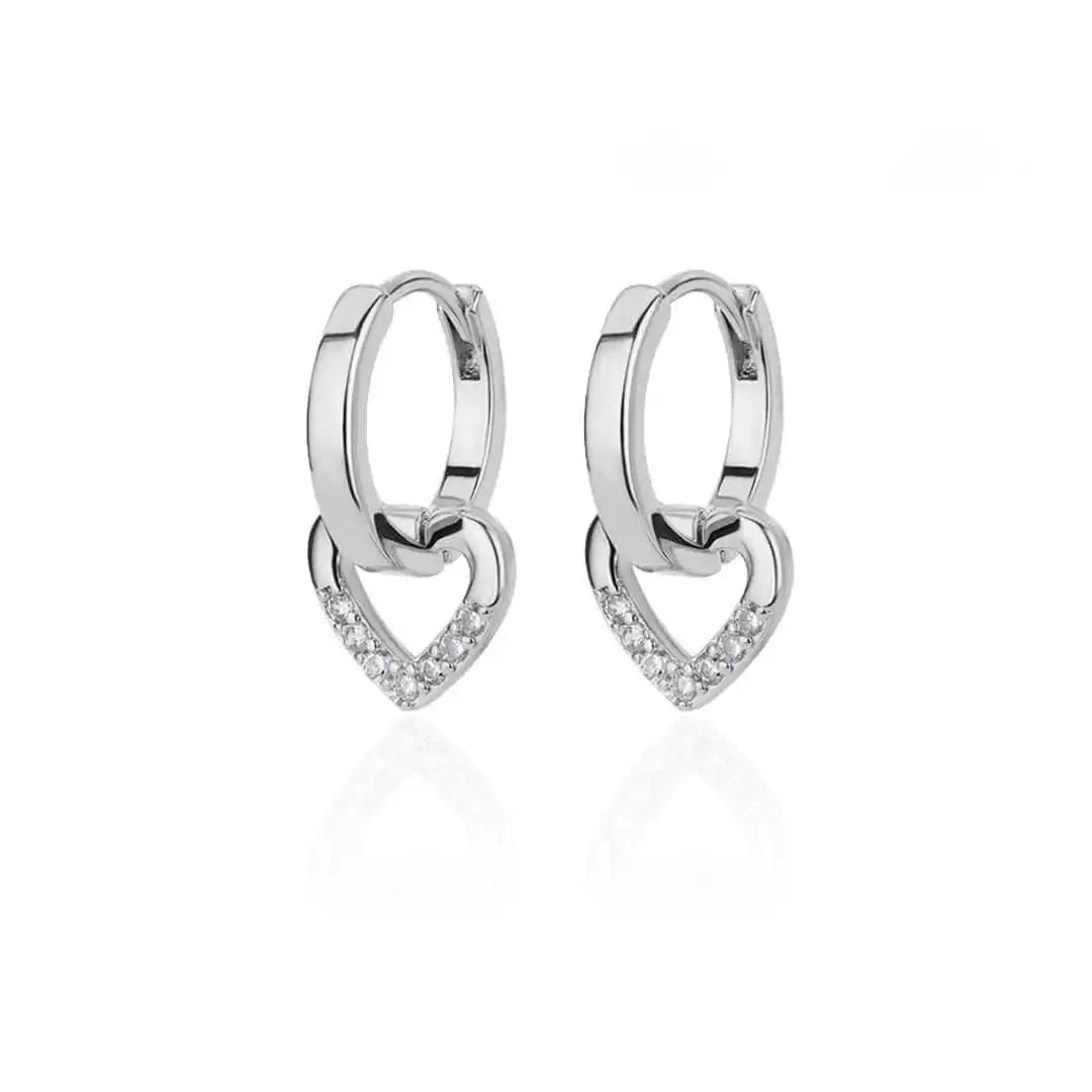 Heart-shaped Zirconium Earrings