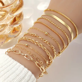 Stackable Bracelet Set with Golden Beads