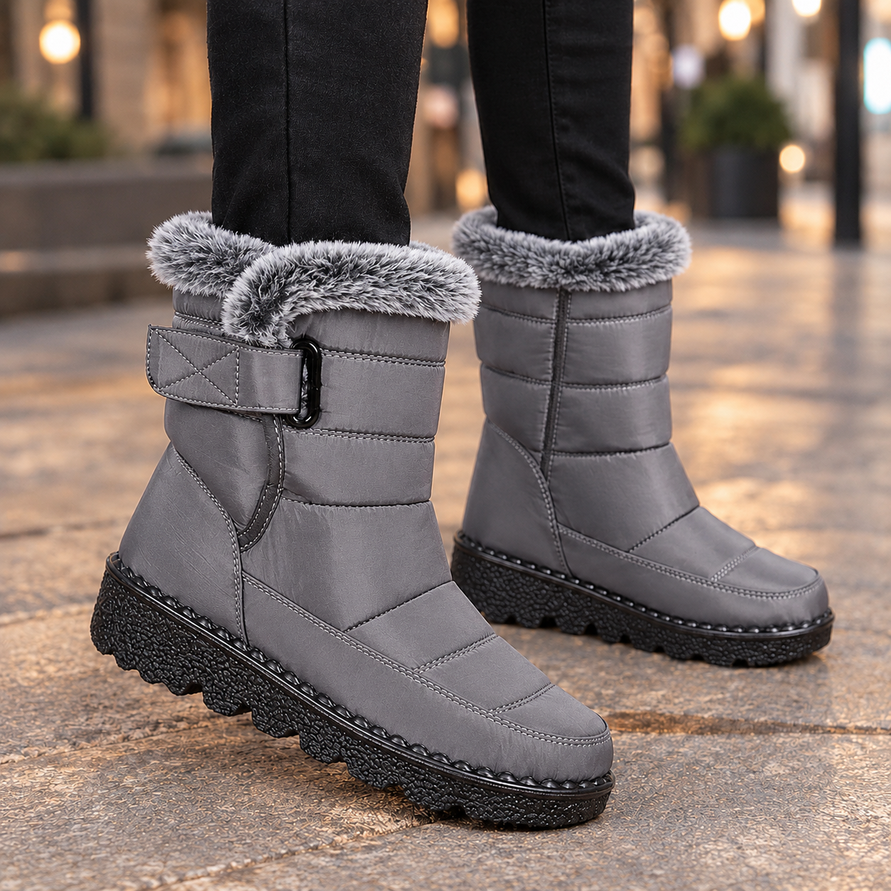 Women's Faux Fur-Collar Padded Winter Boots – Mantova