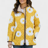 Almuth™ | Quilted Jacket with Daisies in Yellow