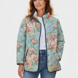 Quilted Jacket with Roses on Mint