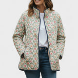 Quilted Jacket with Roses on Sage