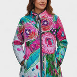 Quilted Jacket with Flowers in Pink