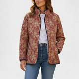 Berit™ | Quilted Jacket with Flowers in Rust Red