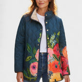 Wilma™ | Quilted Jacket with Flowers on Navy