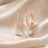 White Gold Earrings with Round Moissanite
