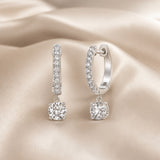 White Gold Earrings with Round Moissanite