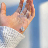 White Gold Snowflake Blue Flower Pendant Necklace
