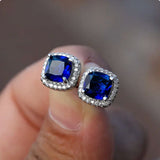 Square Sapphire Earrings