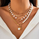 Vintage Pearl and Snake Chain Necklace